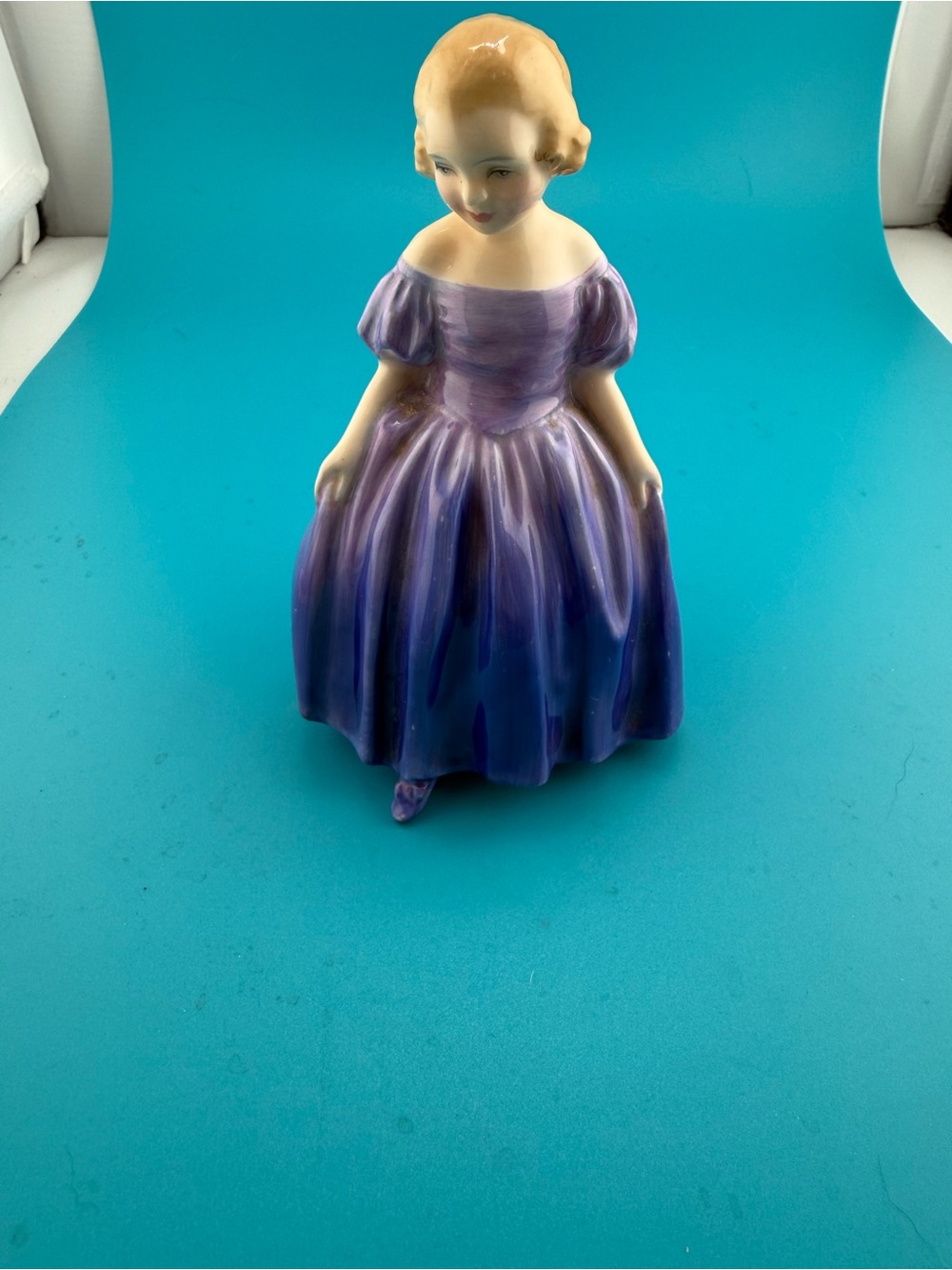 Royal Doulton Marie HN1370 Figurine Purple Dress Bone China England 4.75”